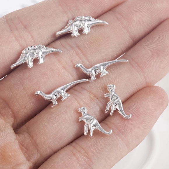 Fashion Jewelry Jewelry - Dinosaur Earrings, 3 Pairs Silvertone